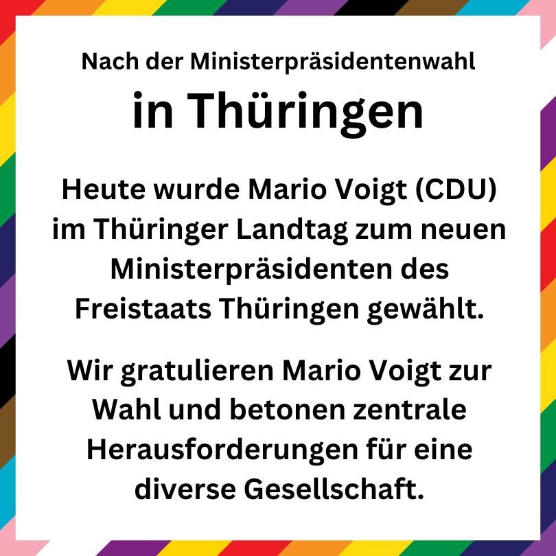 Sharepic zur Pressemeldung anlässlich der Wahl von Mario Voigt zum Thüringer Ministerpräsidenten